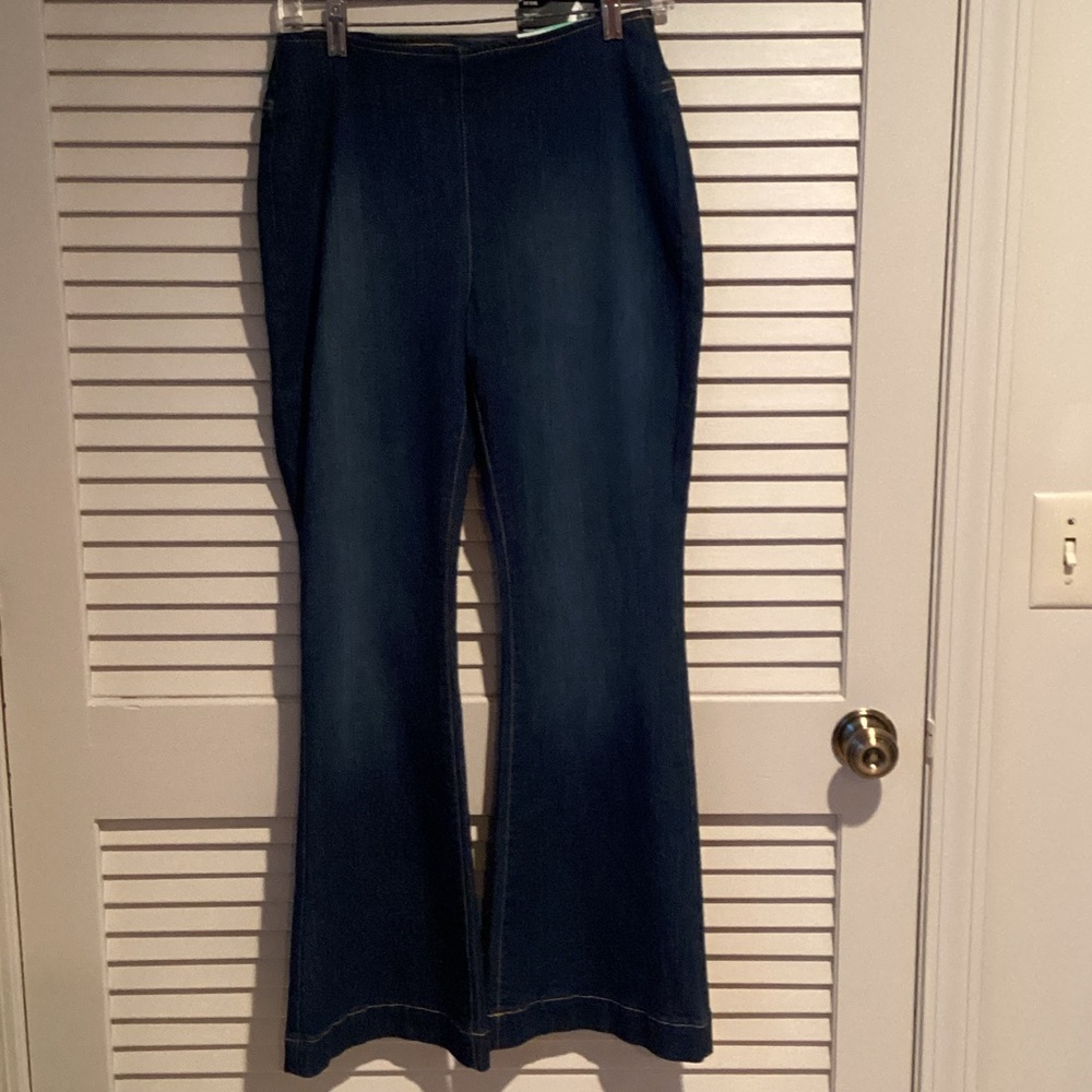 INC International Concepts Navy Flare Wide-Leg Jeans
